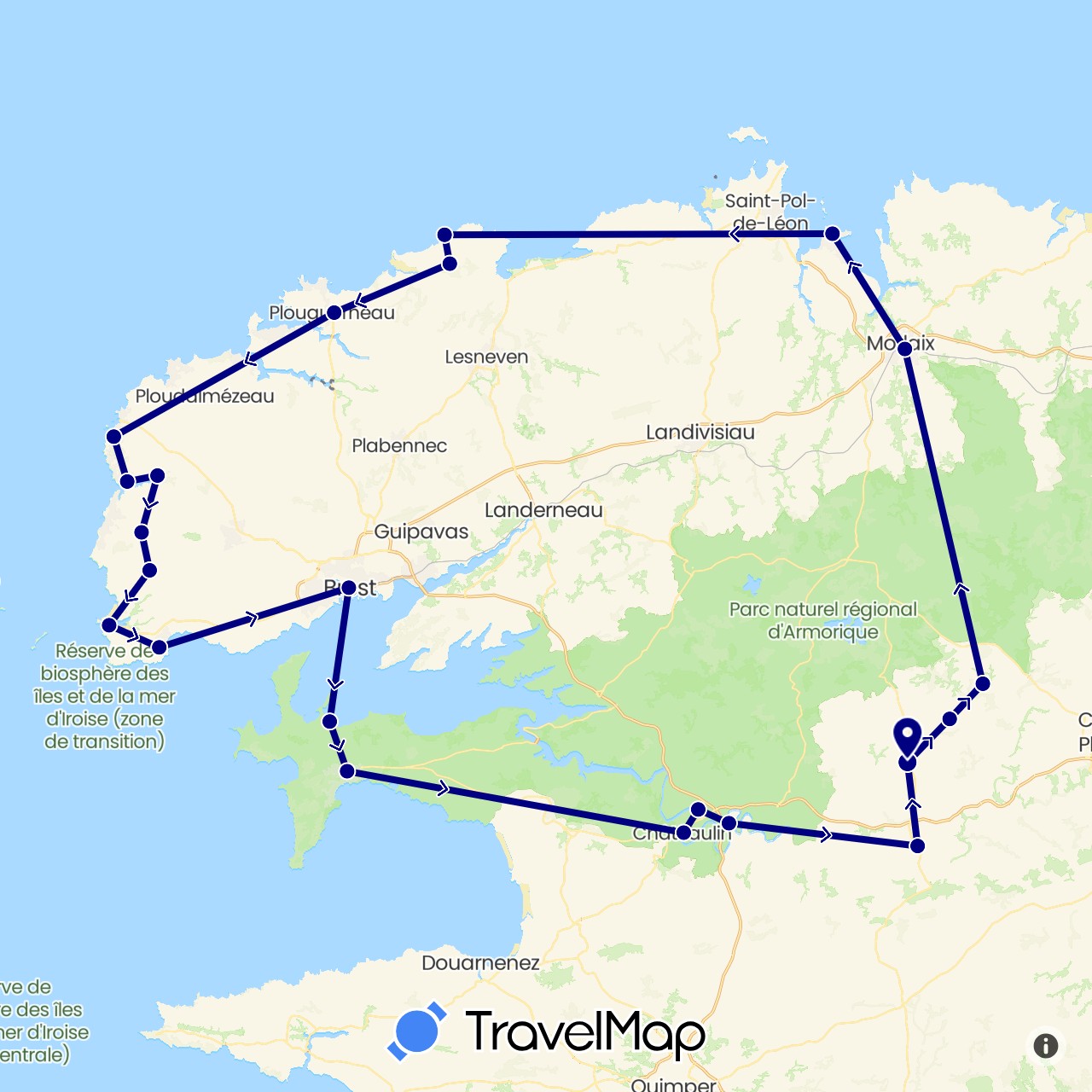 TravelMap itinerary: driving in France (Europe)