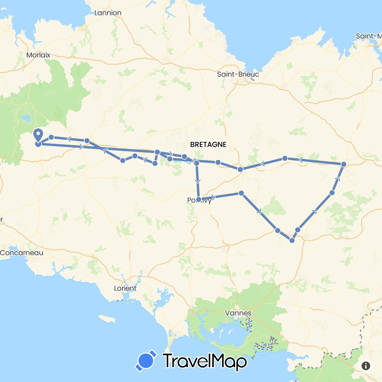 TravelMap itinerary: driving, cycling in France (Europe)
